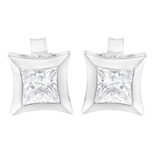 Load image into Gallery viewer, 10K White Gold 1/2 Cttw Invisible Set Princess-Cut Diamond Stud Earrings (H-I Color, SI2-I1 Clarity)

