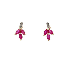 将图片加载到图库查看器，.58ct Ruby Diamond Earrings 10KT Yellow Gold
