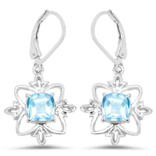 Load image into Gallery viewer, 5.30 Carat Genuine Swiss Blue Topaz .925 Sterling Silver Earrings
