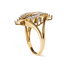 Load image into Gallery viewer, 10K Yellow Gold 1/2 Cttw Round and Baguette Cut Diamond Cocktail Ring (H-I Color, I1-I2 Clarity)
