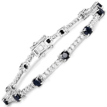 Load image into Gallery viewer, 6.21 Carat Genuine Blue Sapphire and White Zircon .925 Sterling Silver Bracelet
