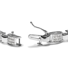 将图片加载到图库查看器，14K White Gold 2.00 Cttw Princess Diamond Invisible Set Link Bracelet (H-I Color, SI2-I1 Clarity) - 7"
