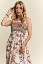 Load image into Gallery viewer, New Summer Smocked Printed Square Neck Tie Shoulder Cami Dress – Trendy, Chic, Feminine, Comfortable, Stylish Summer Dress
