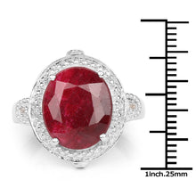 将图片加载到图库查看器，8.64 Carat Dyed Ruby &amp; White Topaz .925 Sterling Silver Ring
