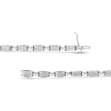 将图片加载到图库查看器，14K White Gold 2.0 Cttw Princess Cut Invisible Set Diamond Rectangular Link Bracelet (I-J Color, I1-I2 Clarity) - 7.25"
