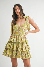 将图片加载到图库查看器，Floral Print Shoulder Tie Layered Mini Dress For Women – Fresh Floral Design, Fluttering Adjustable Shoulder Tie, Layered Mini Dress, Trendy Summer Outfit
