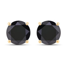 Load image into Gallery viewer, 3.84 Carat Genuine Black Diamond 14K Yellow Gold Earrings
