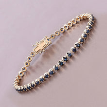 Load image into Gallery viewer, 3.13 Carat Genuine Blue Sapphire 14K Yellow Gold Bracelet
