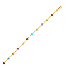 将图片加载到图库查看器，14k Yellow Gold Cable Anklet with Round Multi Tone Stations
