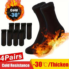 Load image into Gallery viewer, 4-Pairs: Ultra-Soft Plush Lined Thermal Socks - Comfy Mid Tube Socks - Black
