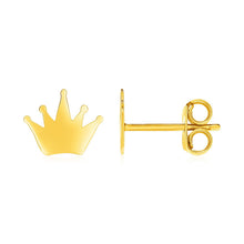 将图片加载到图库查看器，14k Yellow Gold Post Earrings with Crowns
