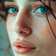 将图片加载到图库查看器，Pink Double Gem Horseshoe Nose Ring - Solid Titanium Anodized
