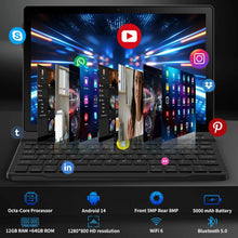 Load image into Gallery viewer, A10L 10 Inch Android Tablet 12GB RAM 64GB ROM IPS HD Touch Screen with Keyboard Case Mouse Stylus 8 in 1 Tablet Kit
