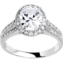 将图片加载到图库查看器，Sterling Silver Oval Cubic Zirconia Ring -2.87 ct tw
