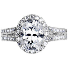 将图片加载到图库查看器，Sterling Silver Oval Cubic Zirconia Ring -2.87 ct tw
