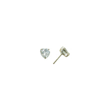 Load image into Gallery viewer, 14k Yellow Gold .80ct Basket Set Heart CZ Stud Earrings
