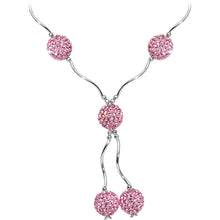 将图片加载到图库查看器，Sterling Silver Pink Crystal Ball Drop Necklace
