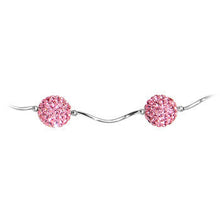 将图片加载到图库查看器，Sterling Silver Pink Crystal Ball Drop Necklace
