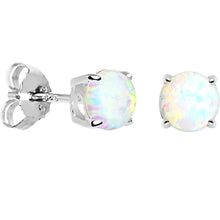 将图片加载到图库查看器，6mm Round Sterling Silver Synthetic Opal Stud Earrings
