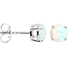 将图片加载到图库查看器，6mm Round Sterling Silver Synthetic Opal Stud Earrings
