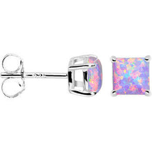 将图片加载到图库查看器，6mm Multi Square Sterling Silver Synthetic Opal Stud Earrings

