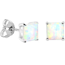 将图片加载到图库查看器，6mm Square Sterling Silver Synthetic Opal Stud Earrings
