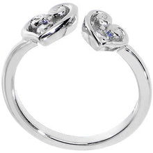 Load image into Gallery viewer, 925 Sterling Silver CZ Dual Heart Toe Ring
