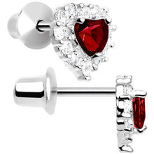 将图片加载到图库查看器，Sterling Silver Heart CZ January Birthstone Youth Screwback Earrings
