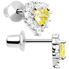 Load image into Gallery viewer, Sterling Silver Heart CZ November Birthstone Youth Screwback Earrings
