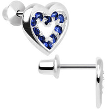 Load image into Gallery viewer, .925 Sterling Silver September CZ Open Heart Youth Screwback Earrings
