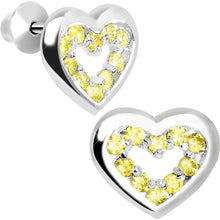 将图片加载到图库查看器，.925 Sterling Silver November CZ Open Heart Youth Screwback Earrings
