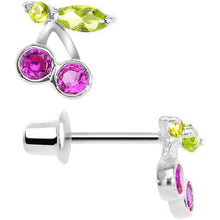 将图片加载到图库查看器，925 Sterling Silver Pink CZ Cherry Stud Youth Earrings
