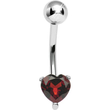 Load image into Gallery viewer, 925 Sterling Silver Genuine Garnet Heart Solitaire Belly Ring
