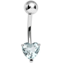 Load image into Gallery viewer, 925 Sterling Silver Genuine Blue Topaz Heart Solitaire Belly Ring
