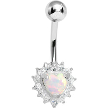 Load image into Gallery viewer, 925 Sterling Silver Cubic Zirconia Opal Heart Belly Ring
