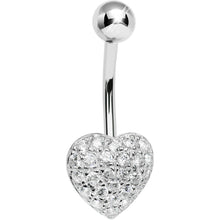 Load image into Gallery viewer, 925 Sterling Silver Cubic Zirconia Paved Heart Belly Ring
