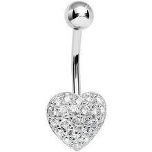 Load image into Gallery viewer, 925 Sterling Silver Cubic Zirconia Paved Heart Belly Ring
