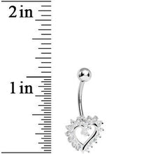 Load image into Gallery viewer, 925 Sterling Silver Cubic Zirconia Paved Hollow Heart Belly Ring
