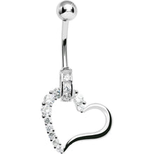 Load image into Gallery viewer, 925 Sterling Silver Cubic Zirconia Hollow Heart Charm Belly Ring
