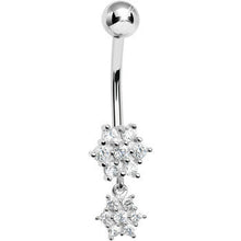 Load image into Gallery viewer, 925 Sterling Silver Cubic Zirconia Dangle Flower Belly Ring
