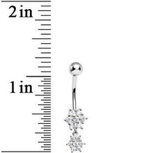 Load image into Gallery viewer, 925 Sterling Silver Cubic Zirconia Dangle Flower Belly Ring
