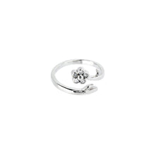 将图片加载到图库查看器，Solid 14k White Gold .05 Carat Genuine Diamond Flower Toe Ring
