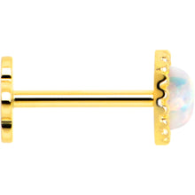 Load image into Gallery viewer, 14k Yellow Gold Flat Back Earring 20G 3mm Synthetic Opal Floral Reversible
