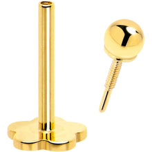 Load image into Gallery viewer, 14k Yellow Gold Flat Back Earring 20G 2mm Ball Floral Reversible
