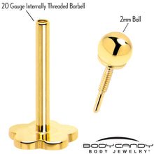 Load image into Gallery viewer, 14k Yellow Gold Flat Back Earring 20G 2mm Ball Floral Reversible
