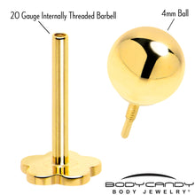 Load image into Gallery viewer, 14k Yellow Gold Flat Back Earring 20G 4mm Ball Floral Reversible
