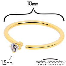 将图片加载到图库查看器，14k Solid Yellow Gold Bendable Nose Hoop 22G 5/16 with CZ
