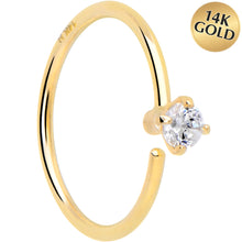 将图片加载到图库查看器，14k Solid Yellow Gold Bendable Nose Hoop 22G 5/16 with 2mm  CZ
