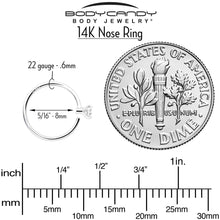 将图片加载到图库查看器，14k Solid White Gold Bendable Nose Hoop 22G 5/16 with 2mm CZ
