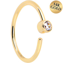 将图片加载到图库查看器，14k Solid Yellow Gold Bendable Nose Hoop 22G 5/16 with Bezel CZ
